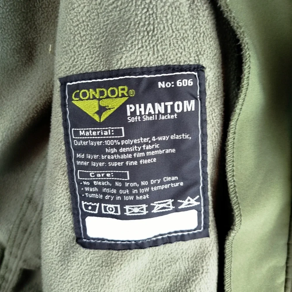 Condor Phantom 606 Full Zip L Military Green Soft Shell  Tactical‎ Jacket P121